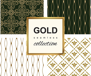 Gold Seamless Pattern Collection. Floral ornamental luxury decoration, EPS File.