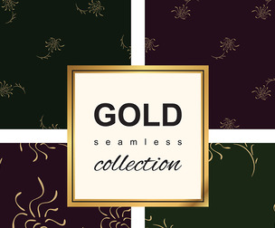 Gold Seamless Pattern Collection. Floral ornamental luxury decoration, EPS File.