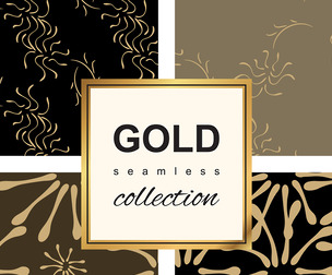 Gold Seamless Pattern Collection. Floral ornamental luxury decoration, EPS File.
