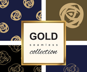 Gold Seamless Pattern Collection. Floral ornamental luxury decoration, EPS File.