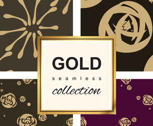 Gold Seamless Pattern Collection. Floral ornamental luxury decoration, EPS File.
