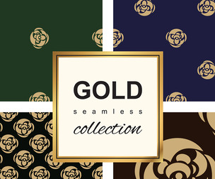Gold Seamless Pattern Collection. Floral ornamental luxury decoration, EPS File.