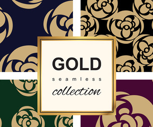 Gold Seamless Pattern Collection. Floral ornamental luxury decoration, EPS File.