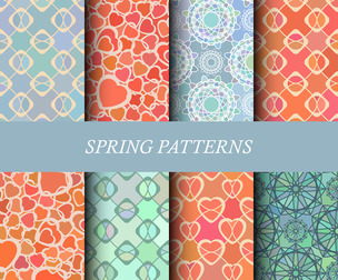 8 Sping patterns. Vector Seamless Texture Patterns, EPS File.