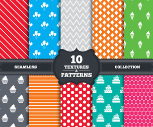 10 Birthday patterns.Vector Seamless Texture Patterns, EPS File.