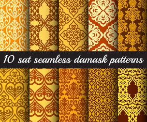 10 Damask patterns .Vector Seamless Texture Patterns, EPS File.