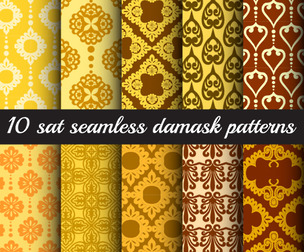 10 Damask patterns .Vector Seamless Texture Patterns, EPS File.