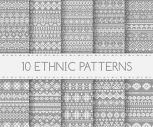 10 Ethnic patterns.Vector Seamless Texture Patterns, EPS File.