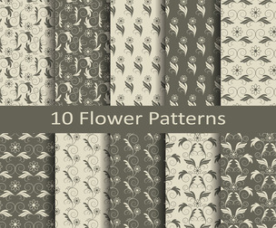 10 Flower patterns 2.Vector Seamless Texture Patterns, EPS File.