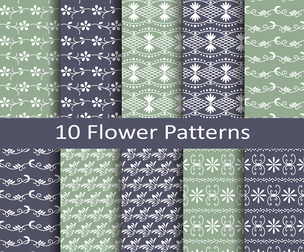 10 Flower patterns.Vector Seamless Texture Patterns, EPS File.