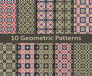 10 Geometric patterns .Vector Seamless Texture Patterns, EPS File.