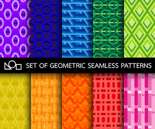 10 Geometric patterns .Vector Seamless Texture Patterns, EPS File.