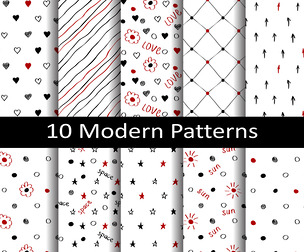 10 Modern patterns.Vector Seamless Texture Patterns, EPS File.