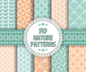 10 Nature patterns.Vector Seamless Texture Patterns, EPS File.