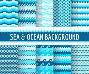 10 Sea Ocean patterns.Vector Seamless Texture Patterns, EPS File.