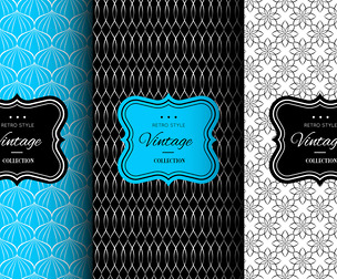 3 Retro Vintange Vector Seamless Texture Patterns, EPS File.
