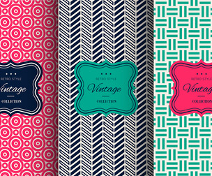 3 Retro Vintange Vector Seamless Texture Patterns, EPS File.