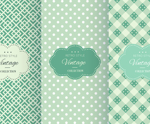 3 Retro Vintange Vector Seamless Texture Patterns, EPS File.