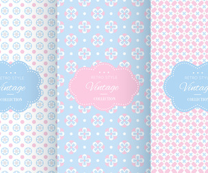 3 Retro Vintange Vector Seamless Texture Patterns, EPS File.