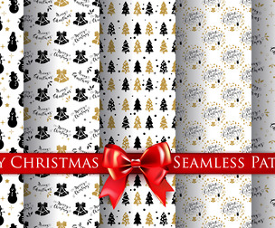 5 Merry Christmas Vector Seamless Texture Patterns, EPS File.