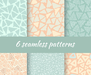 6 Pastel geometric Vector Seamless Texture Patterns, EPS File.