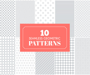 10 Geometric patterns, Vector Seamless Texture, EPS File.