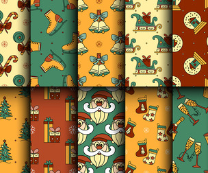 14 Chrismas patterns, Vector Seamless Texture, EPS File.
