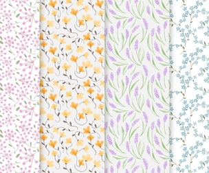 Watercolor floral patterns, Vector Seamless Texture, EPS File.
