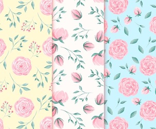 Watercolor floral patterns, Vector Seamless Texture, EPS File.