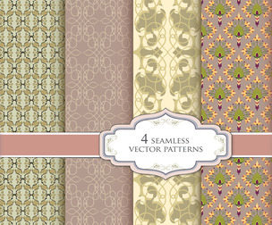 4 Gold patterns, Vector Seamless Texture, EPS File.