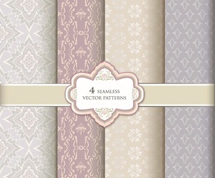 4 Pastel Floral patterns, Vector Seamless Texture, EPS File.