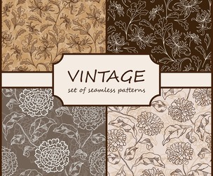 4 Vintage patterns , Vector Seamless Texture, EPS File.