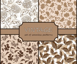 4 Vintage patterns, Vector Seamless Texture, EPS File.