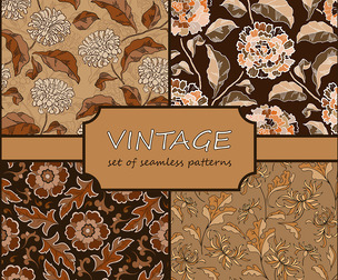 4 Vintage patterns, Vector Seamless Texture, EPS File.