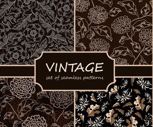 4 Vintage patterns, Vector Seamless Texture, EPS File.