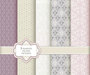 5 Beige patterns, Vector Seamless Texture, EPS File.