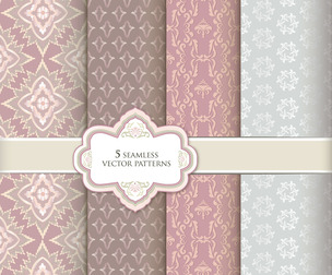 5 Lace patterns, Vector Seamless Texture, EPS File.