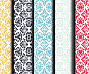 5 Multicolored Patterns, Vector Seamless Texture, EPS File.