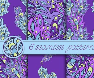 6 Floral patterns, Vector Seamless Texture, EPS File.