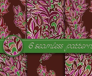 6 Floral patterns, Vector Seamless Texture, EPS File.