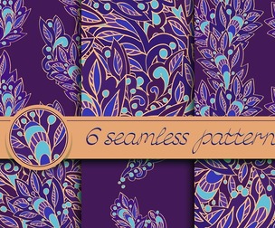 6 Floral patterns, Vector Seamless Texture, EPS File.