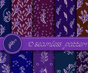 6 Floral patterns, Vector Seamless Texture, EPS File.