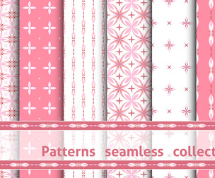 6 Pink patterns, Vector Seamless Texture, EPS File.