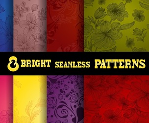 8 Bright patterns, Vector Seamless Texture, EPS File.