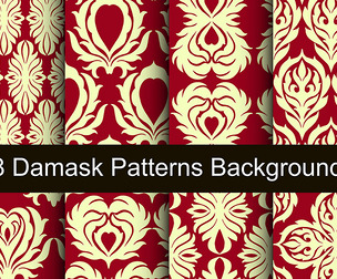 8 Damask patterns Vector Seamless Texture, EPS File.