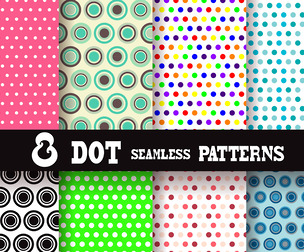 8 Dot patterns Vector Seamless Texture, EPS File.