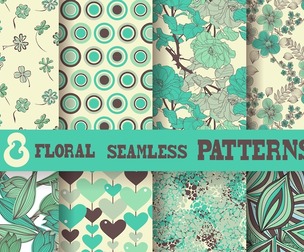 8 Floral patterns Vector Seamless Texture, EPS File.