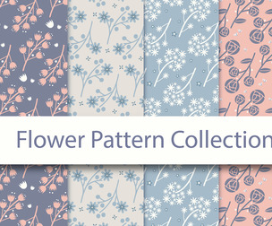 8 Flower patterns Vector Seamless Texture, EPS File.