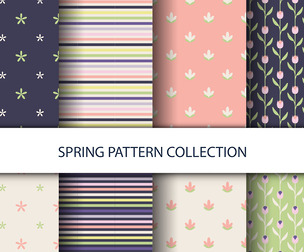 8 Modern spring patterns Vector Seamless Texture, EPS File.