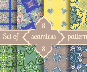 8 Mosaic patterns, Vector Seamless Texture, EPS File.